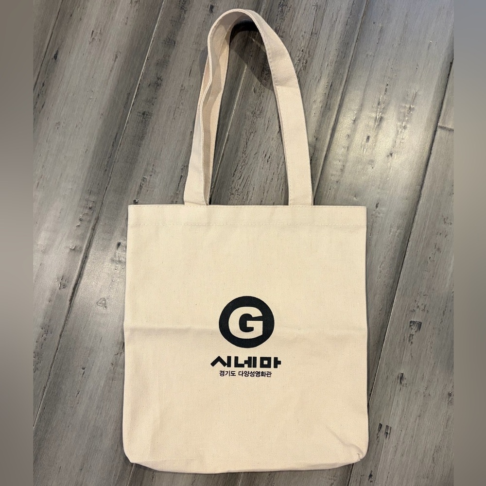 [NWOT] Canvas Tote Bag with Black Logo - Cream